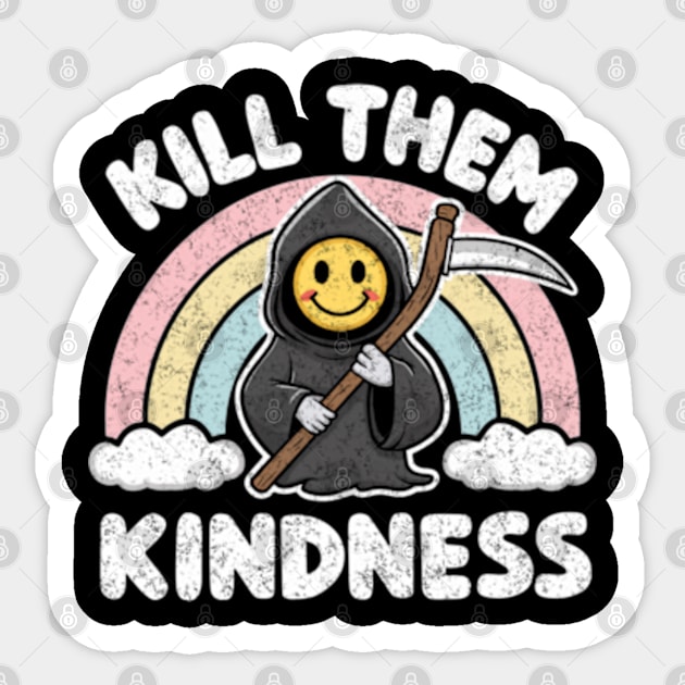 Kill Them With Kindness Pastel Goth Grim Reaper Funny Rainbow Sticker by Lavender Celeste